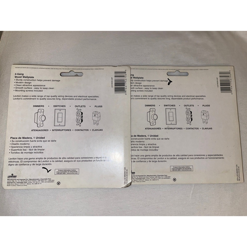 Leviton 89209 Unfinished Wood 2-Gang Switch Cover Wall Plate Switchplate Decor - Picture 6 of 9